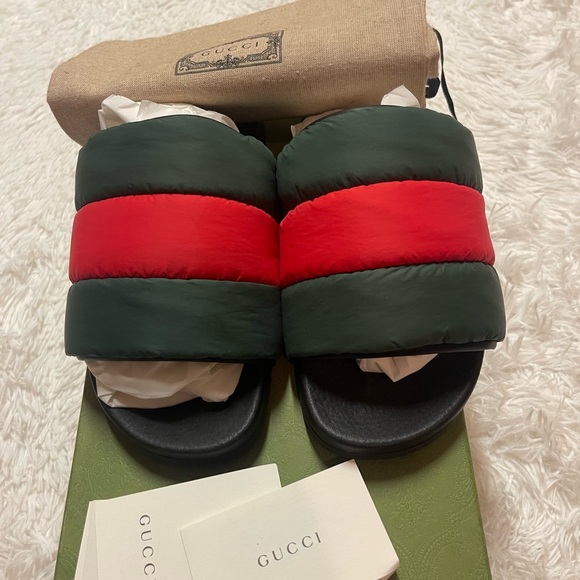 Gucci Padded Web Slide Sandals - Picture 7 of 16